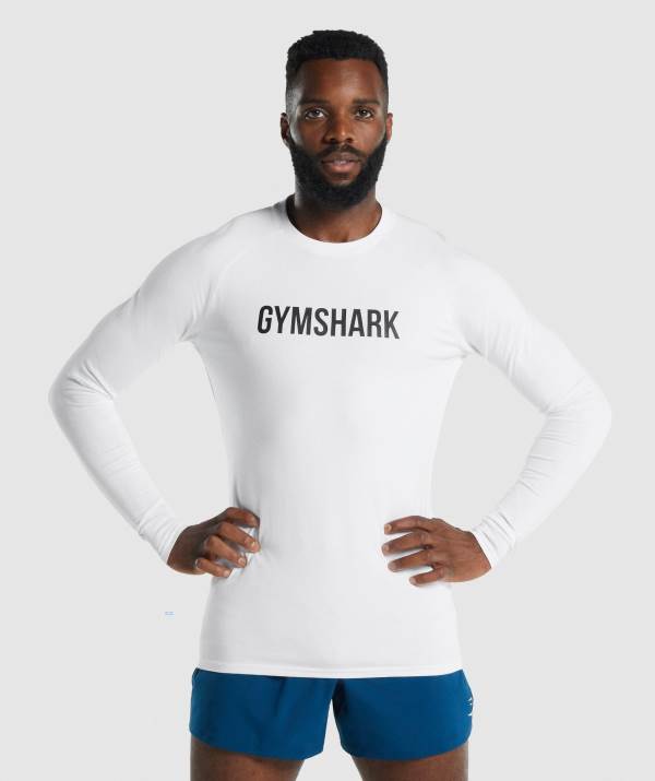 Panske Mikiny Gymshark Apollo Long Sleeve Biele | NL3548706